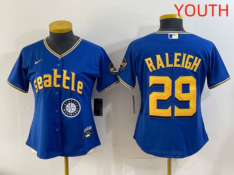 Youth 2025 Seattle Mariners #29 Raleigh Blue City Edition Nike MLB Jersey style 10->women mlb jersey->Women Jersey